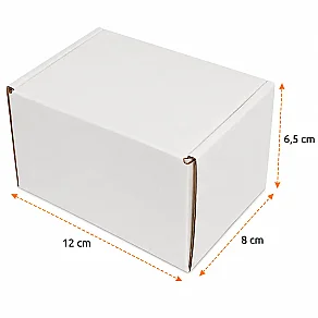 12x8x6,5cm Kilitli Kutu - 0,2 Desi Kutu - Tek oluklu Kutu - Beyaz - 3