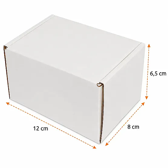 12x8x6,5cm Kilitli Kutu - 0,2 Desi Kutu - Tek oluklu Kutu - Beyaz - 3