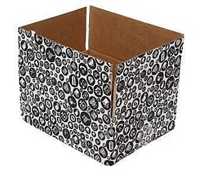 15x13x12cm Koli - 0,8 Desi Koli - Tek Oluklu Siyah Alışveriş Desenli Koli - Kolici