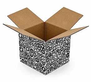 15x13x12cm Koli - 0,8 Desi Koli - Tek Oluklu Siyah Alışveriş Desenli Koli - Kolici (1)