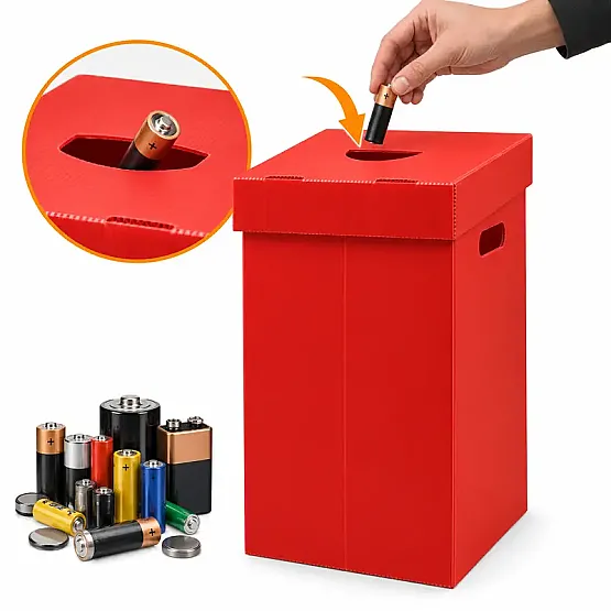 Plastik Atık Pil Kutusu - Kırmızı - 1