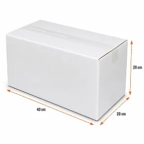 40x20x20cm Koli - 5 Desi Koli - Çift Oluklu Koli - Beyaz - Kolicim (1)