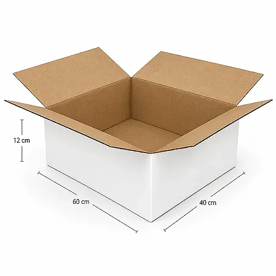 60x40x12cm Koli - 10 Desi Koli - Çift Oluklu Koli - Beyaz - 2
