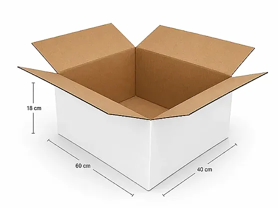 60x40x18cm Koli - 14 Desi Koli - Çift Oluklu Koli - Beyaz - 3