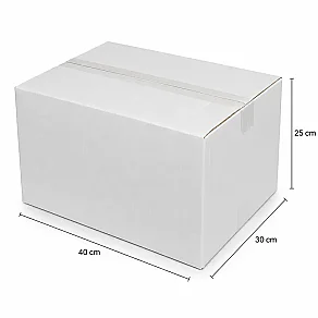 40x30x25cm Koli - 10 Desi Koli - Çift Oluklu Koli - Beyaz - Kolicim (1)