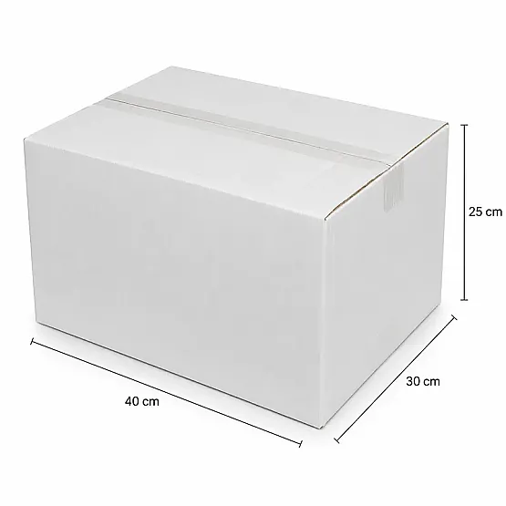40x30x25cm Koli - 10 Desi Koli - Çift Oluklu Koli - Beyaz - 2
