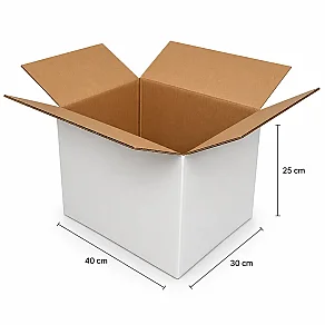 40x30x25cm Koli - 10 Desi Koli - Çift Oluklu Koli - Beyaz - 3