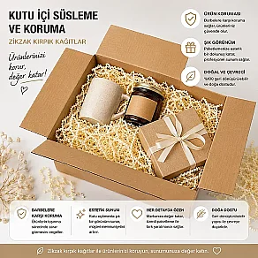 Zikzak Kırpık Kağıt Dolgu Malzemesi - Krem - 250Gr. - Kutu (1)