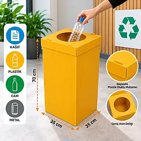Plastik Geri Dönüşüm Kutusu - Sarı - Plastik Koli (1)