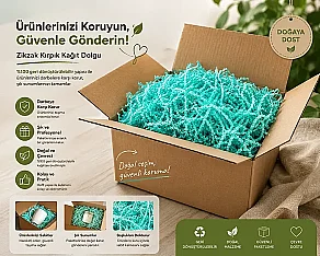 Zikzak Kırpık Kağıt Dolgu Malzemesi - Yeşil - 1 Kg. - Kolicim (1)
